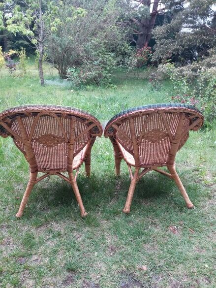 Pair of antique rattan armchairs