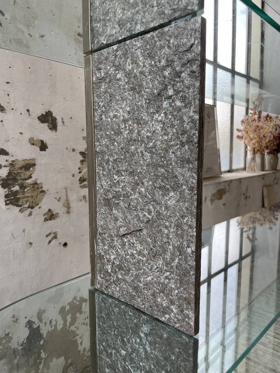 Roche Bobois stone and glass sculpture shelf 1970s