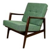 Fauteuil PRL "Stefan" en bois vintage vert bouclé - 2 pièces disponibles