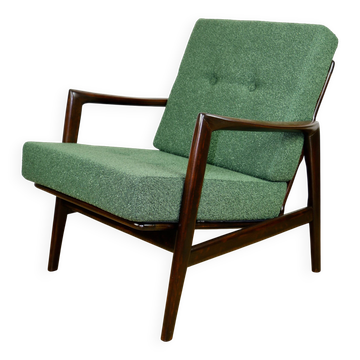 PRL armchair "Stefan" wooden vintage green boucle - 2 pieces available