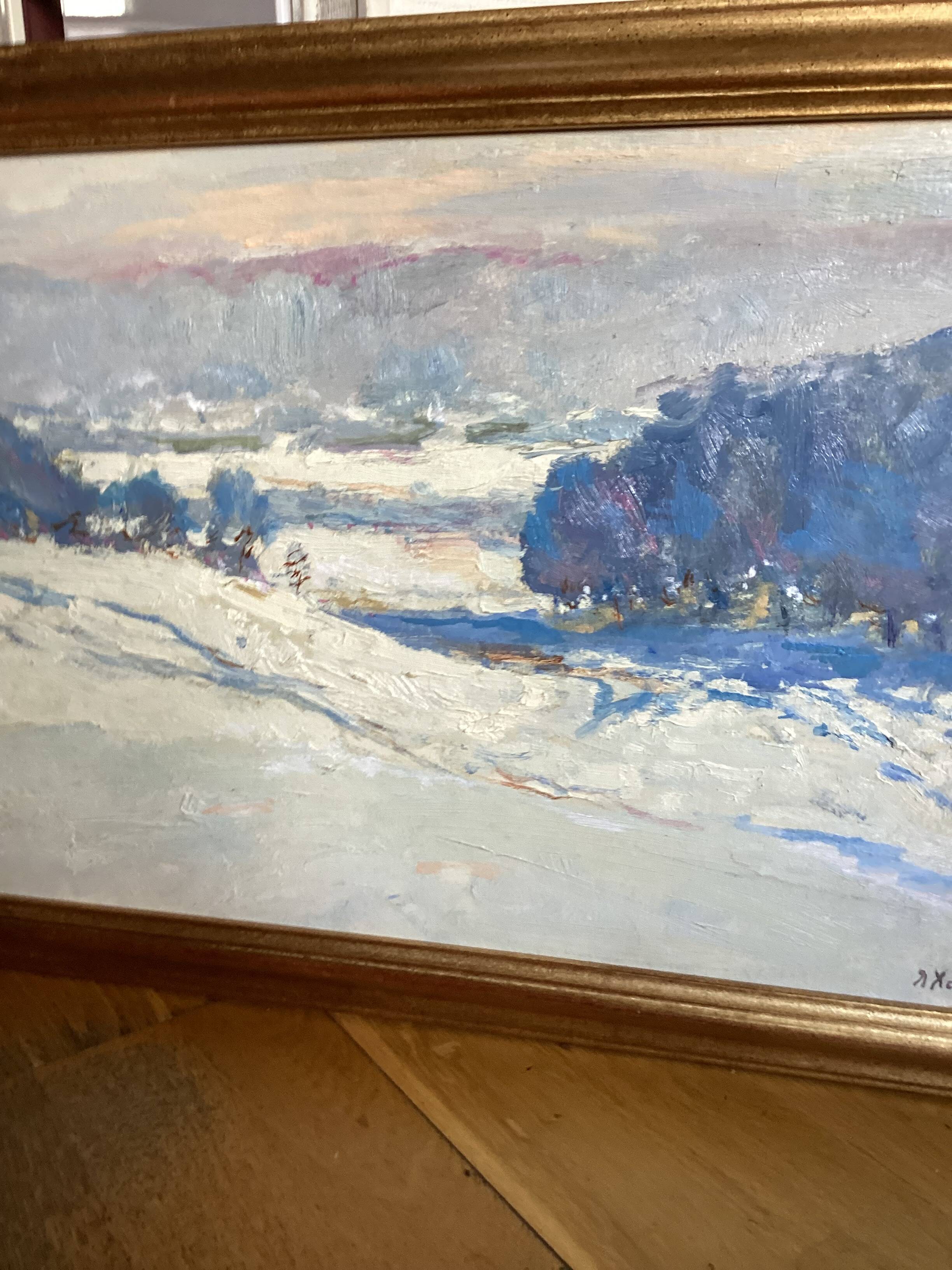 Oil painting on cardboard signed, dimensions: height - 48 cm - width - 68.5 cm -
