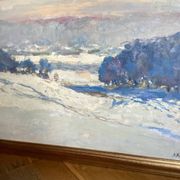 Oil painting on cardboard signed, dimensions: height - 48 cm - width - 68.5 cm -