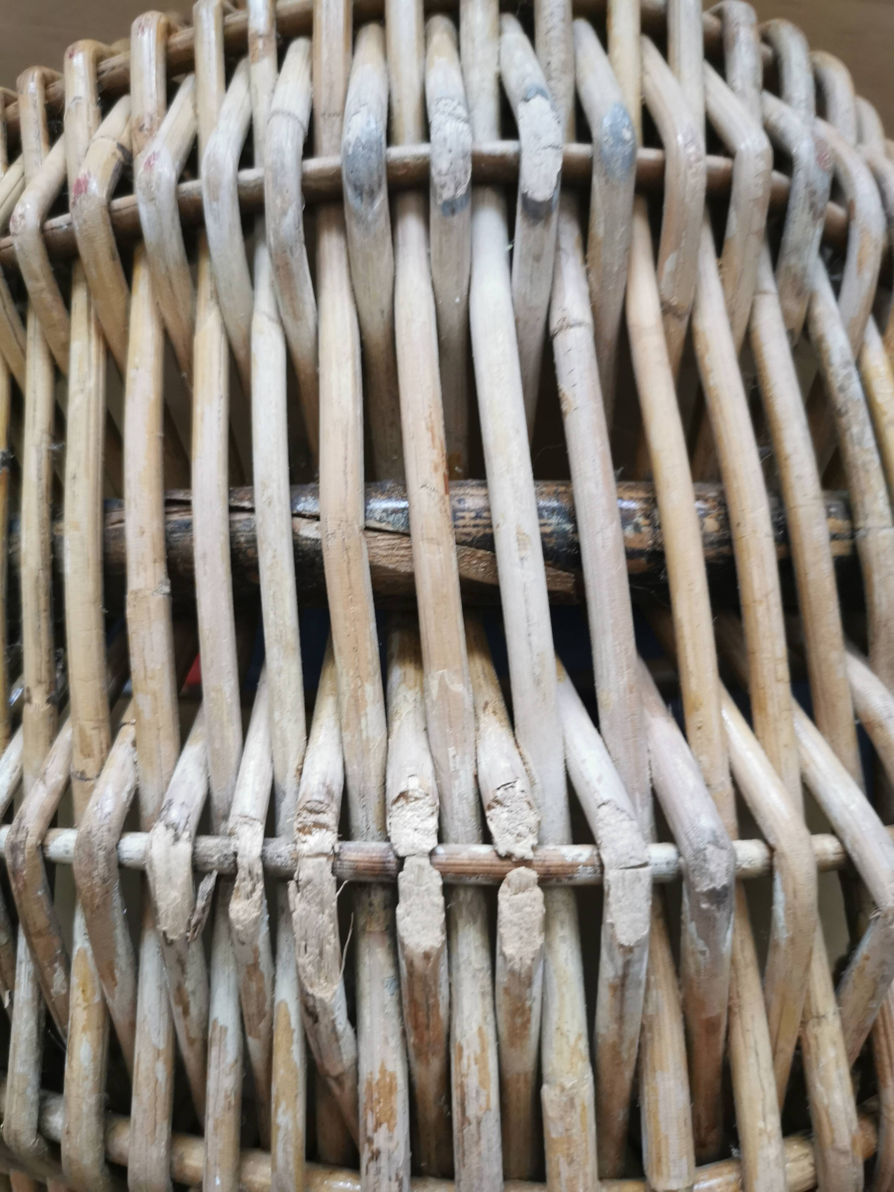 Large vintage basket braided wicker