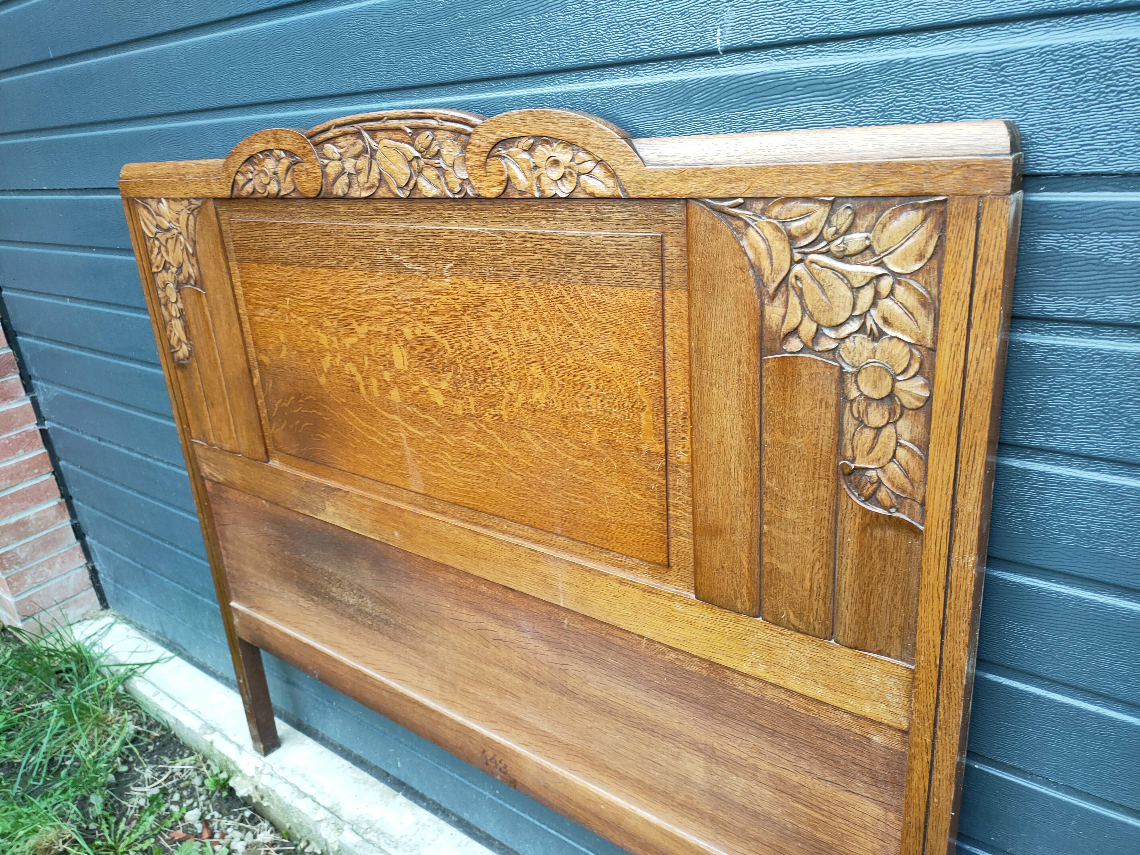 Solid oak headboard, 1920s-30s