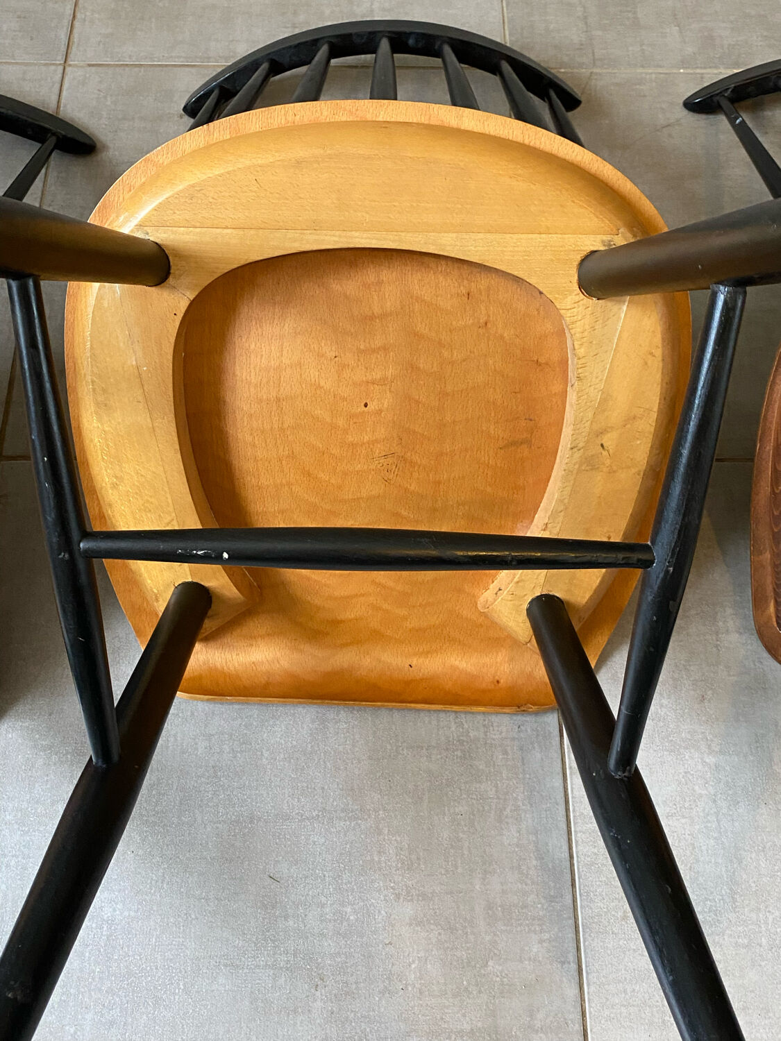 3 vintage Fanett chairs, Tapiovaara model, Stol Kamnik edition