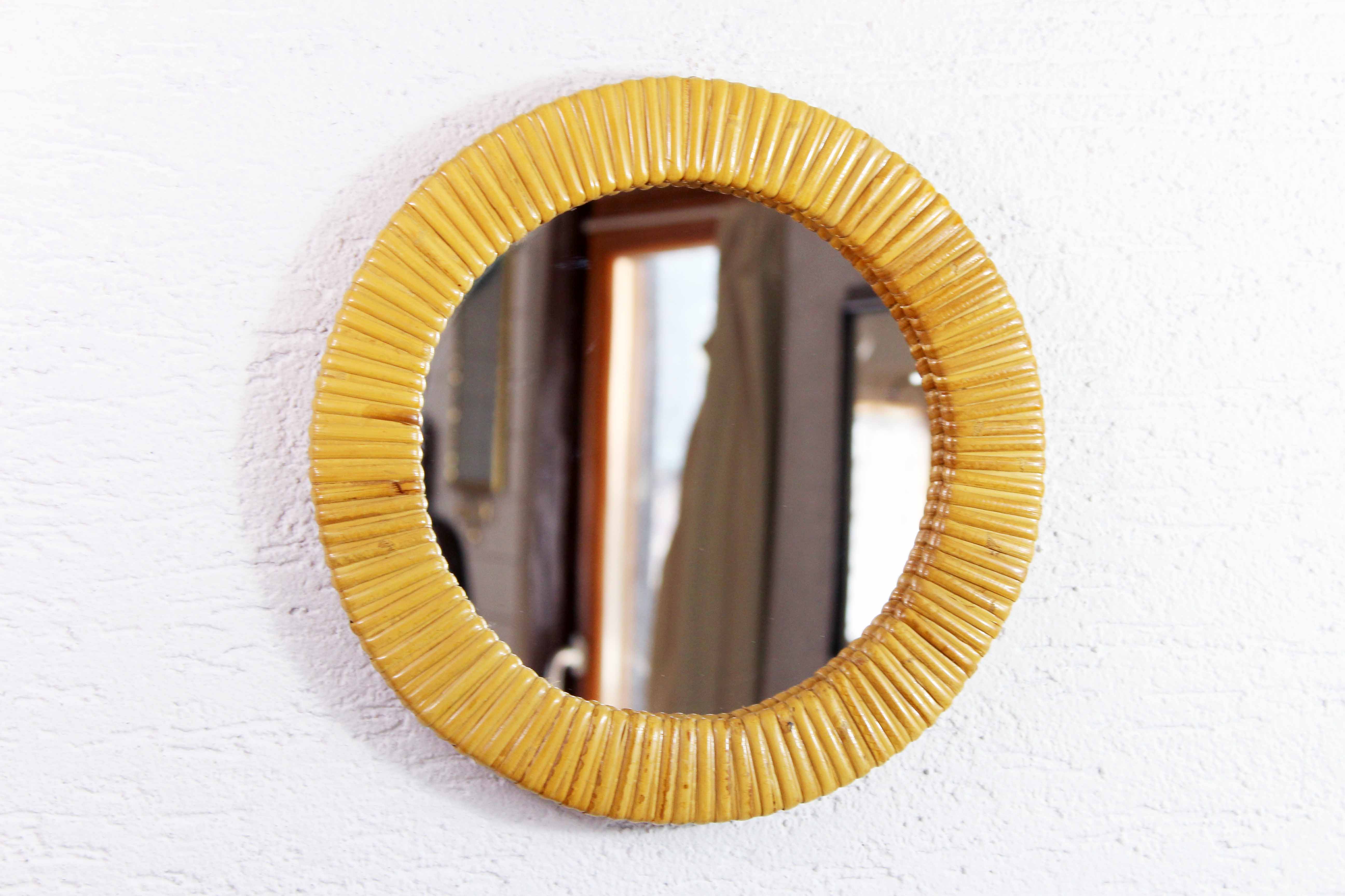 Vintage wicker mirror