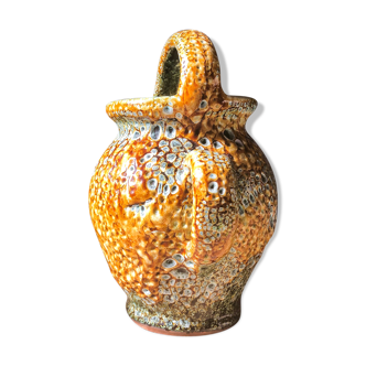 Enamelled terracotta pitcher