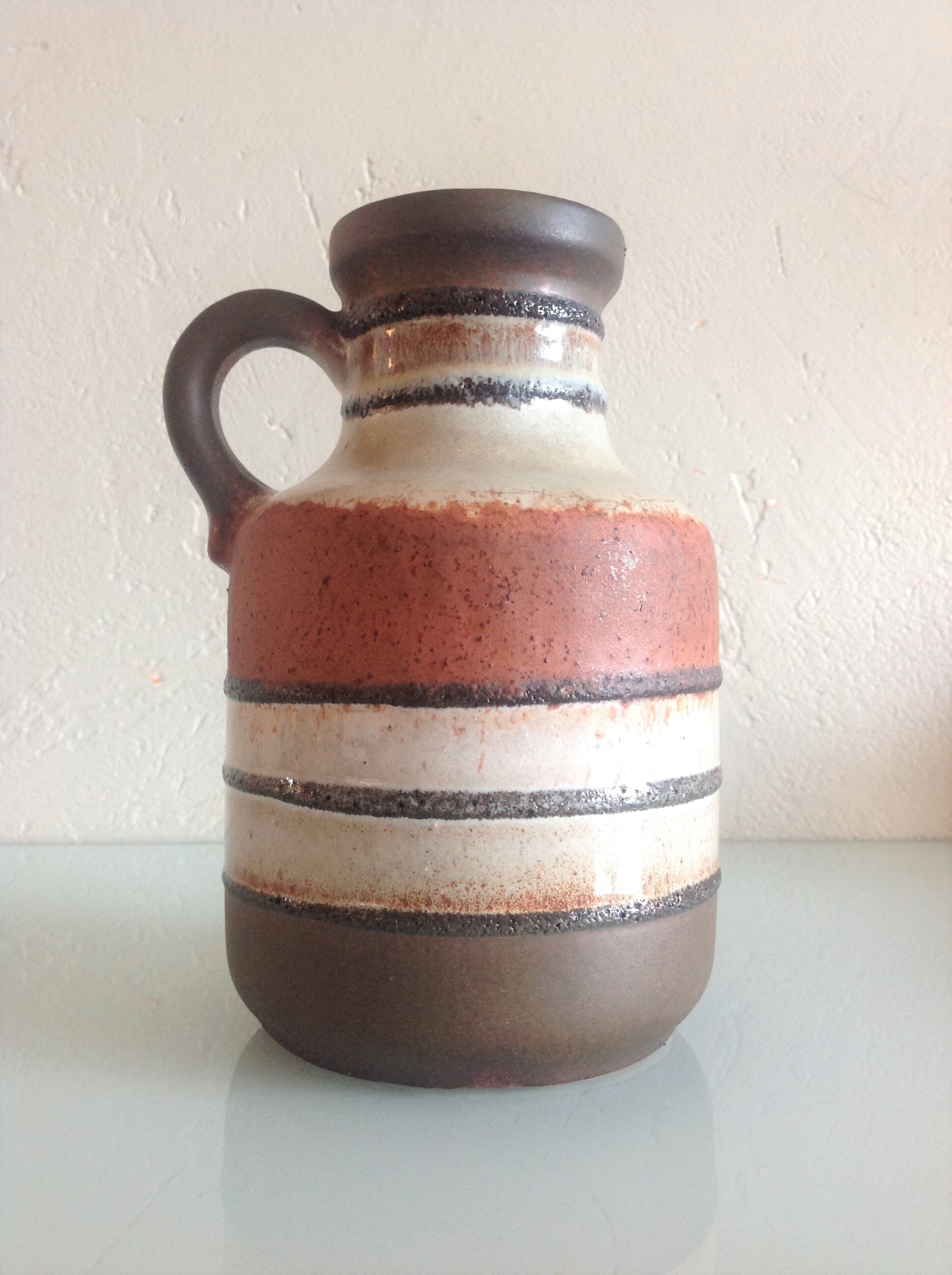 Beige and brown vase by Scheurich Keramik vintage 60s-70s