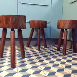 Trio of brutalist tripod stools