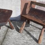Brutalist folk art bench