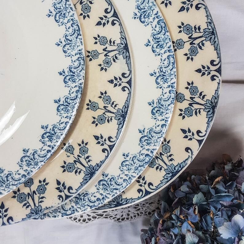 Lot 6 assiettes creuses dépareillées Terre de fer