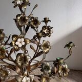 Pair of large 9-light altar candelabra, 19th century, in bronze and brass