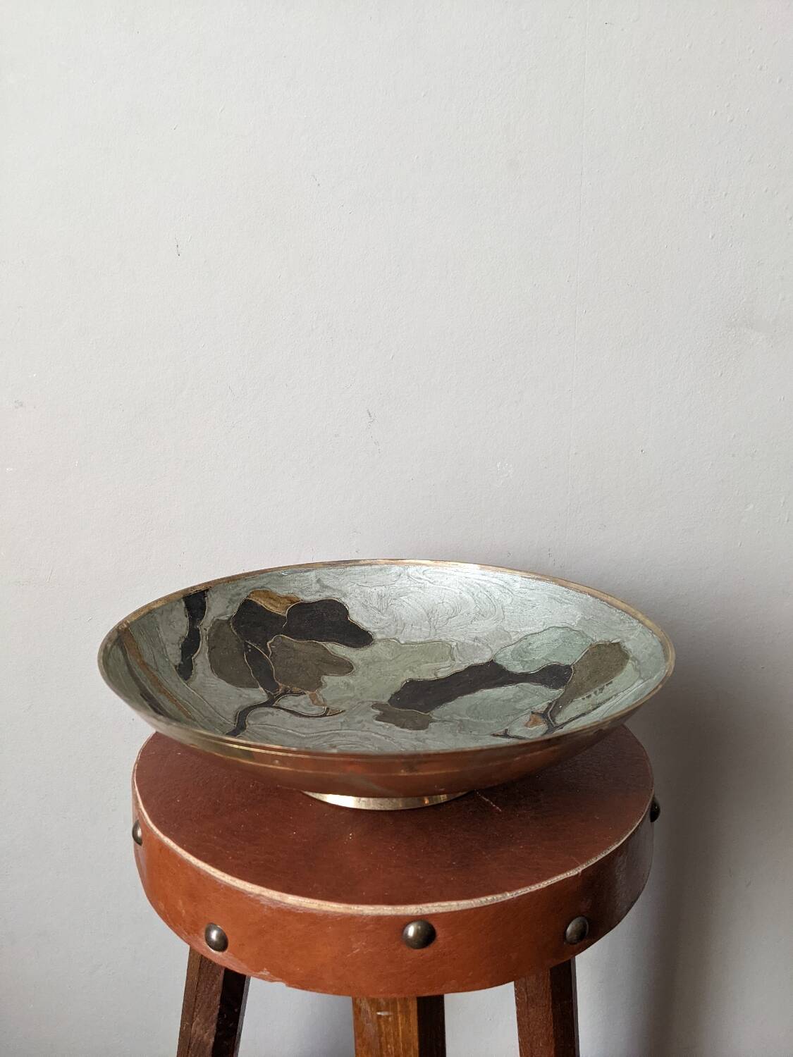 Vide poche laiton cloisonné décor peint à la main laiton émaillé