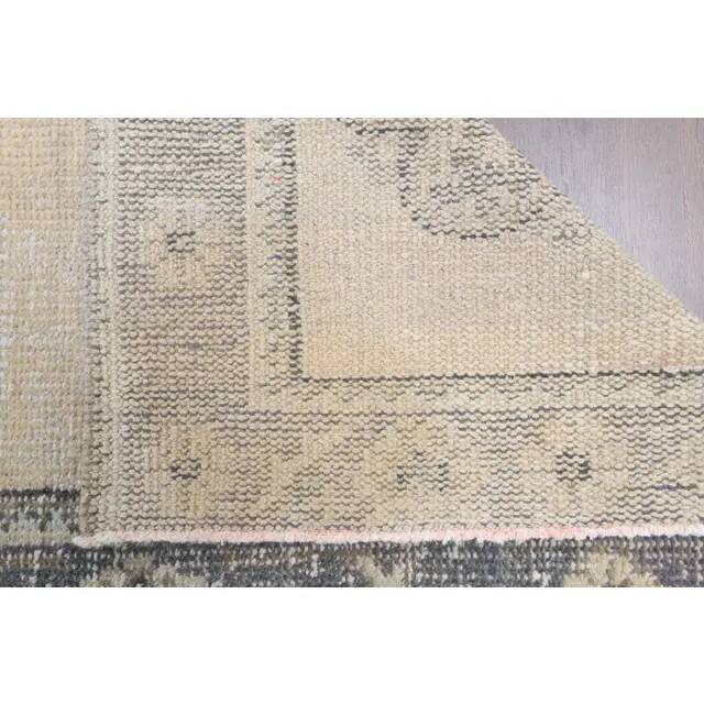 Vintage Turkish Oushak Handmade Wool Cotton Beige Runner 74x285