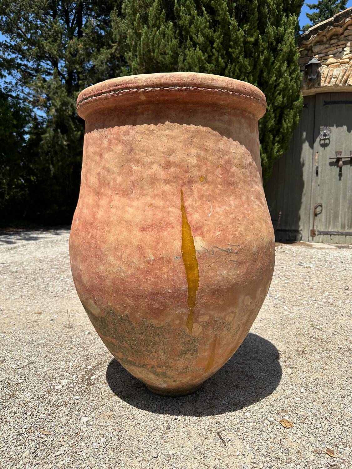 Ancient terracotta pottery jar from the 19th century.