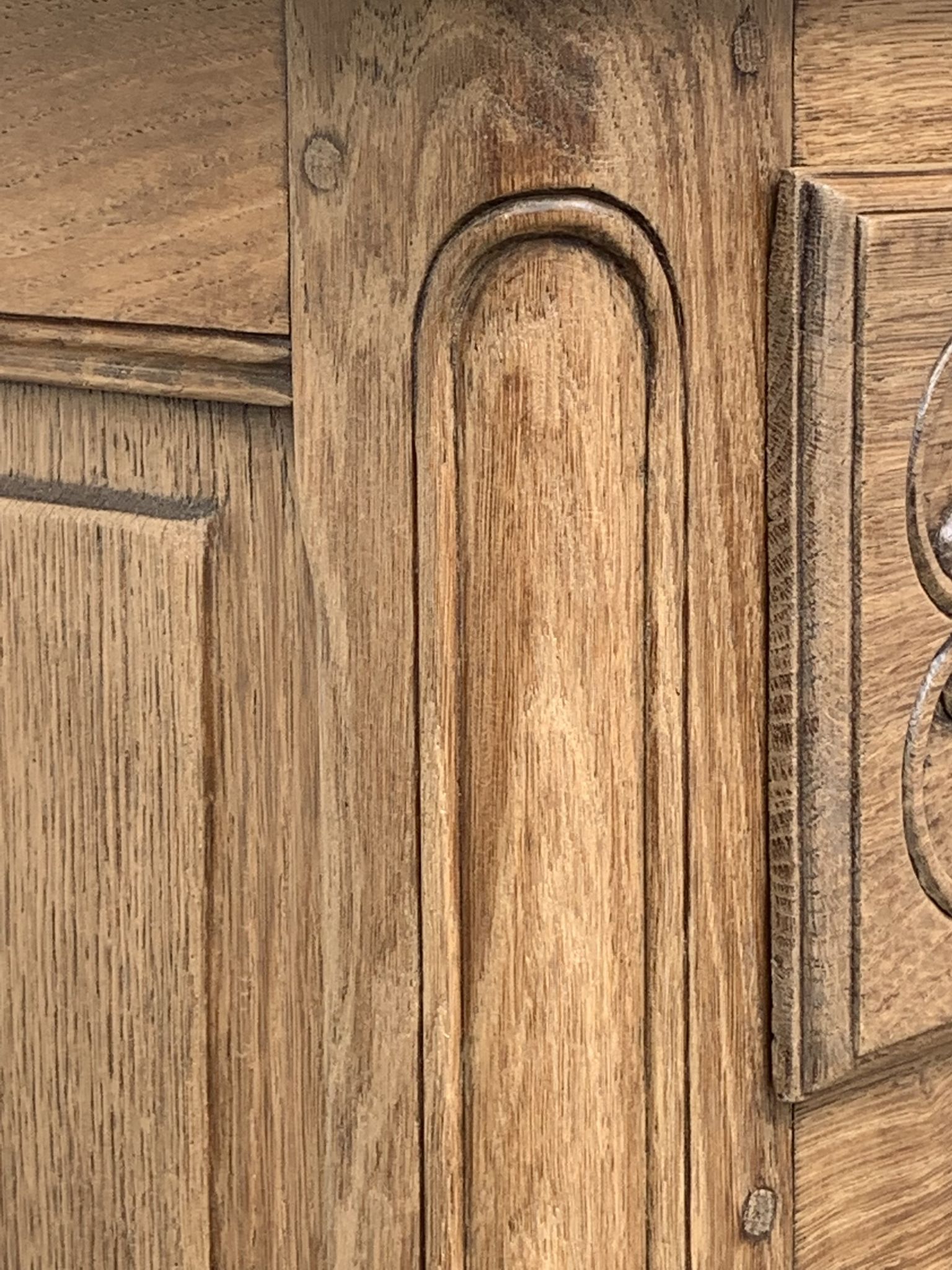 Louis XV style chest of drawers, solid raw oak, 1920.