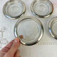 4 vintage glass coasters in glass and silver metal Leonard Silverplate style
