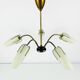 Mid century modern 5-arm opaline glass chandelier, 1950s