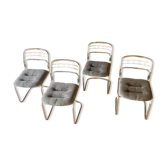 Chrome chairs with reupholstered seats