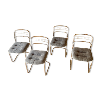 Chrome chairs with reupholstered seats