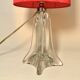 Vintage crystal lamp base with red pleated organza ribbon shade 1940