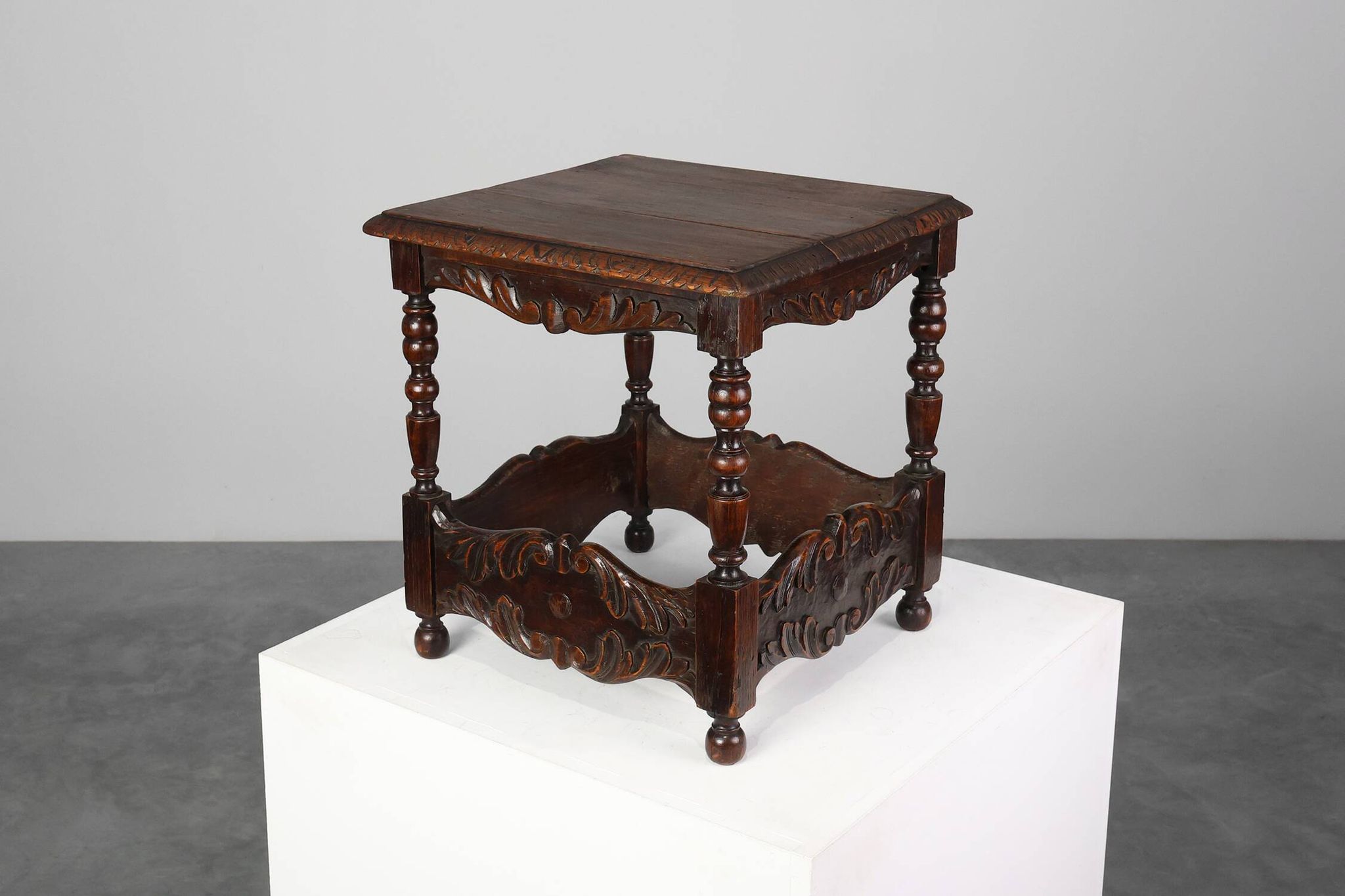 Oak carved square Side Table, Belgium 18th Century