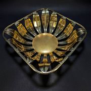 Large vintage decorative basket in gold metal – 90's