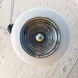 “Saturn” suspension in chrome and opaline glass