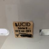 Wall light in thermoformed wood and cicada glass by Lucid design, 1980s