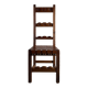 2 brutalist carved wood dining chairs with leather seat | The Netherlands | 1970s