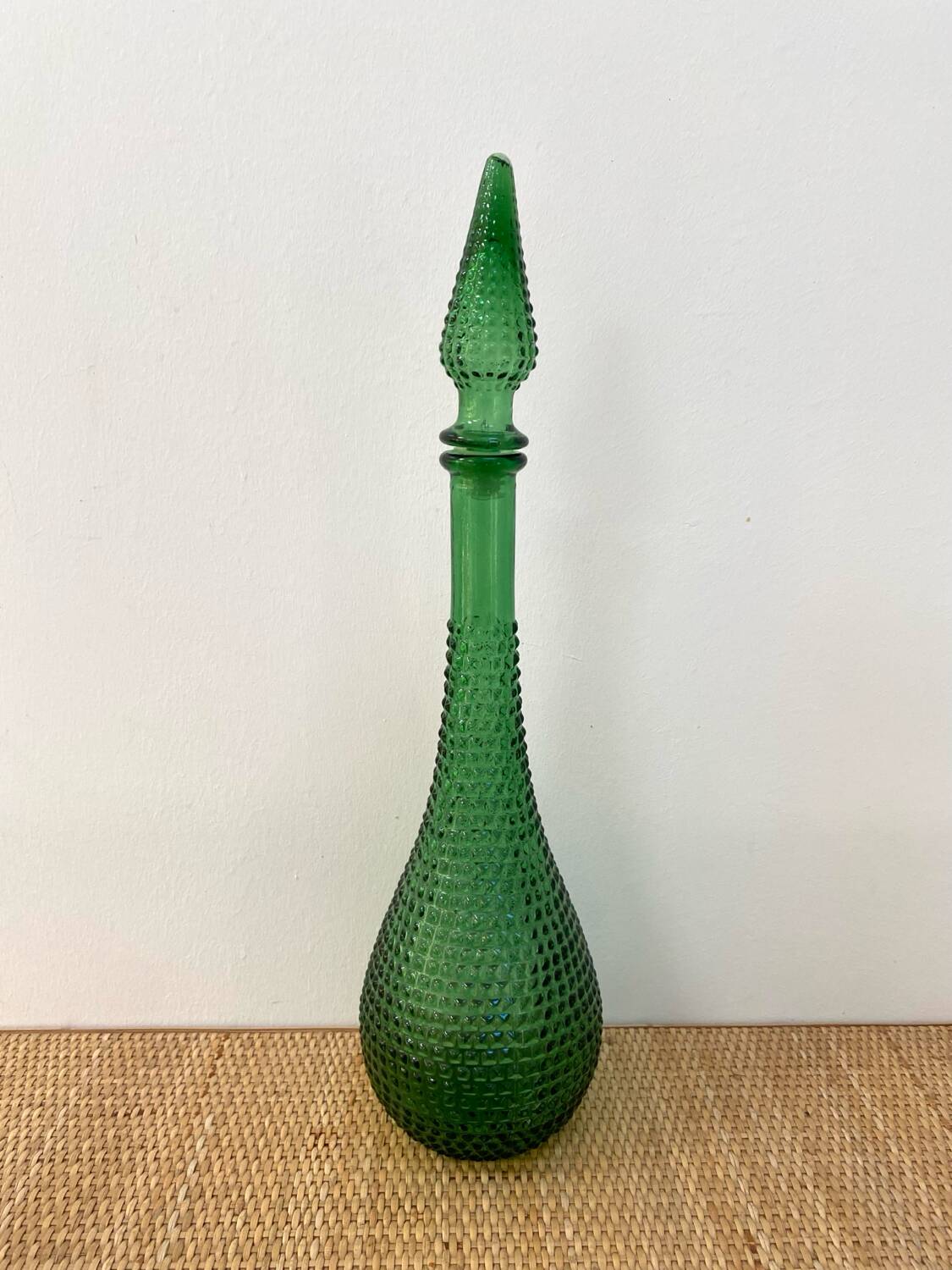 Green Empoli carafe - Diamond point glass - 1960s