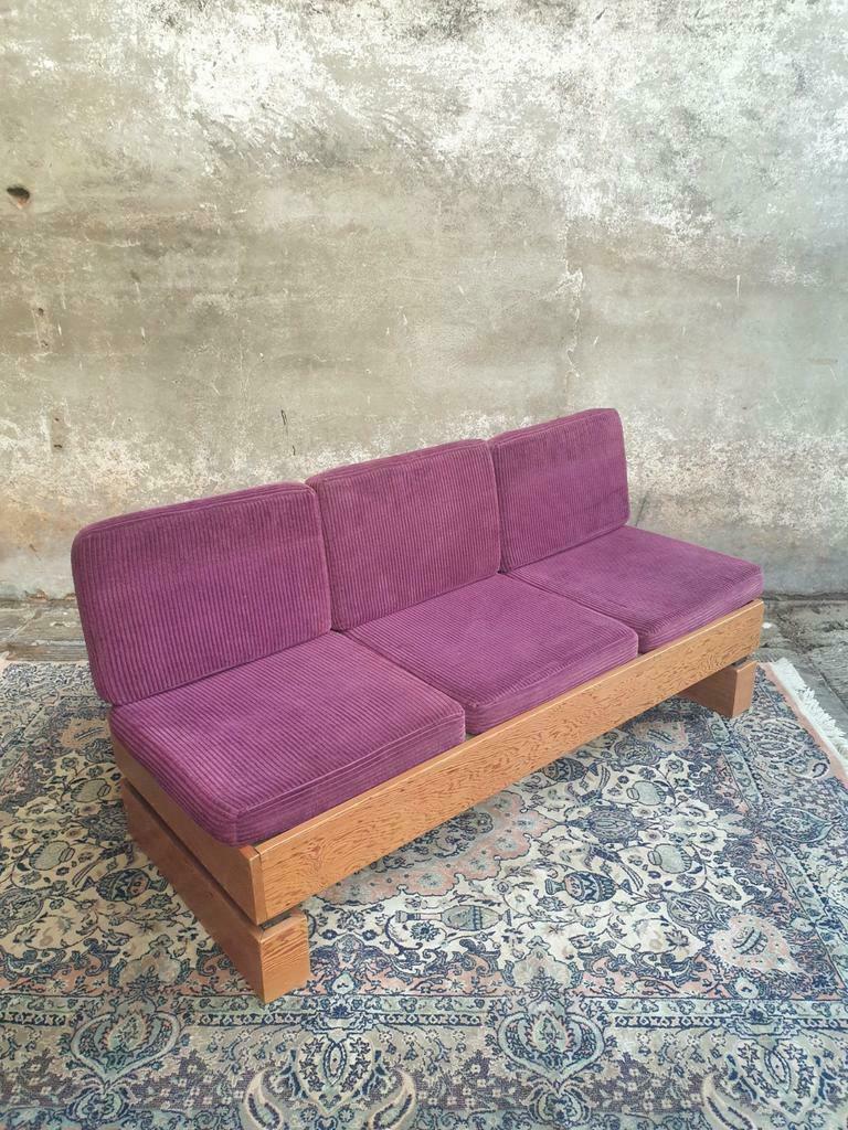 Old sofa design retro purple couch 60s