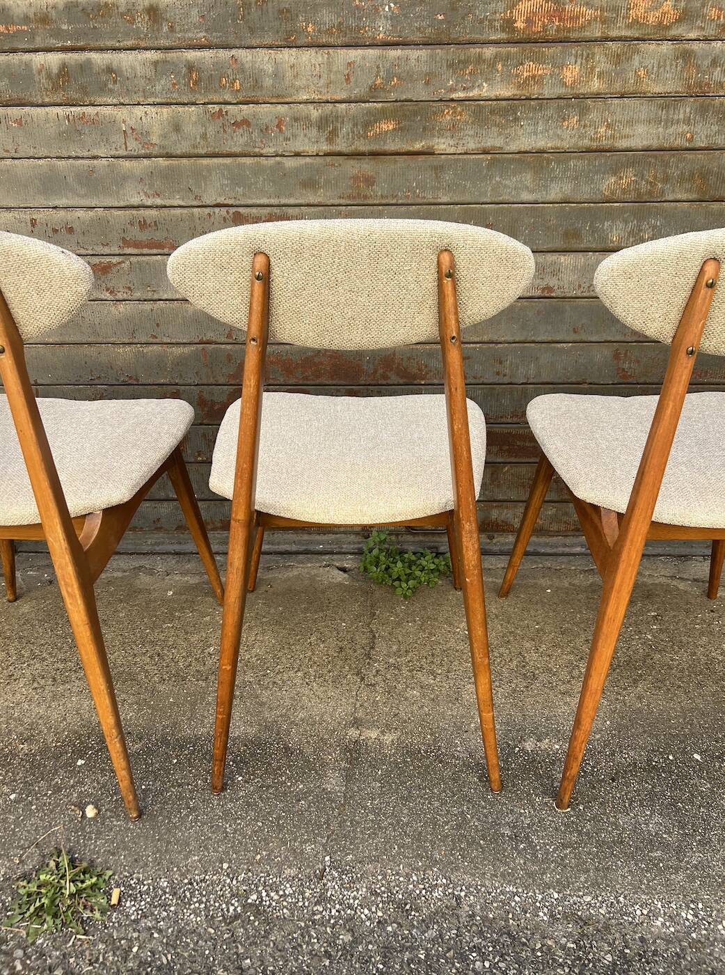 (Lot) Suite de 5 Chaises Pied Compas Restaurées