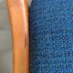 Lot de 4 chaises vintage piètement bois et tissu bleu circa 60