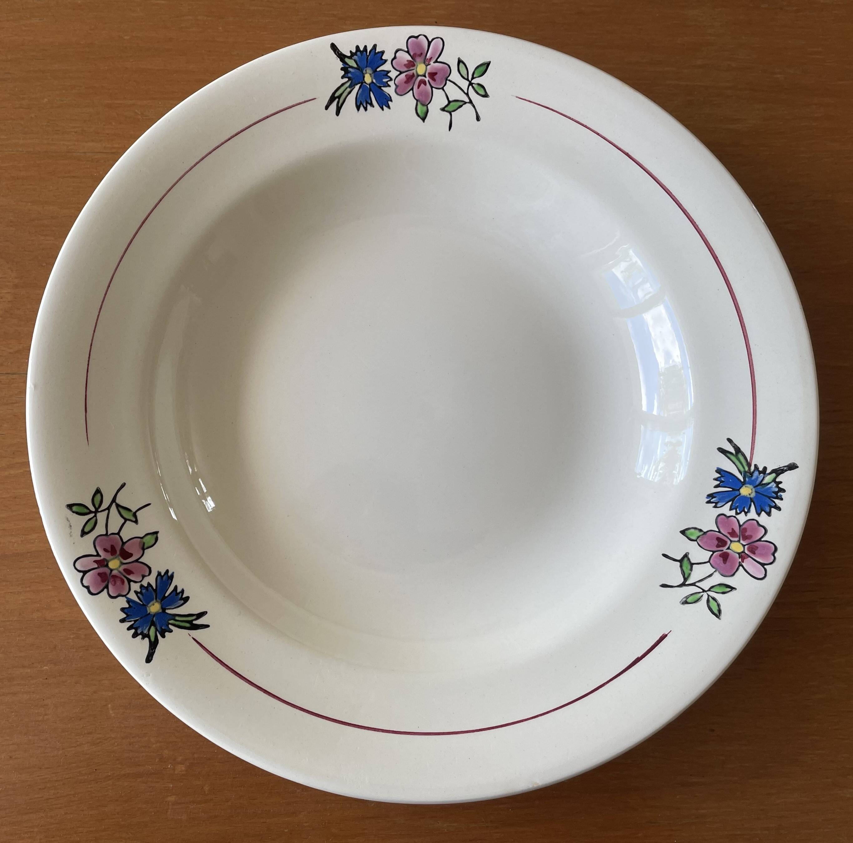 6 old earthenware soup plates from Salins-lès-Bains (Jura)