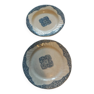 Deux assiettes anciennes 19ème une plate une creuse de Gien