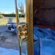 Pareclose and Beveled Wood and Golden Stuk Mirror