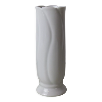 Vase tube en porcelaine blanche