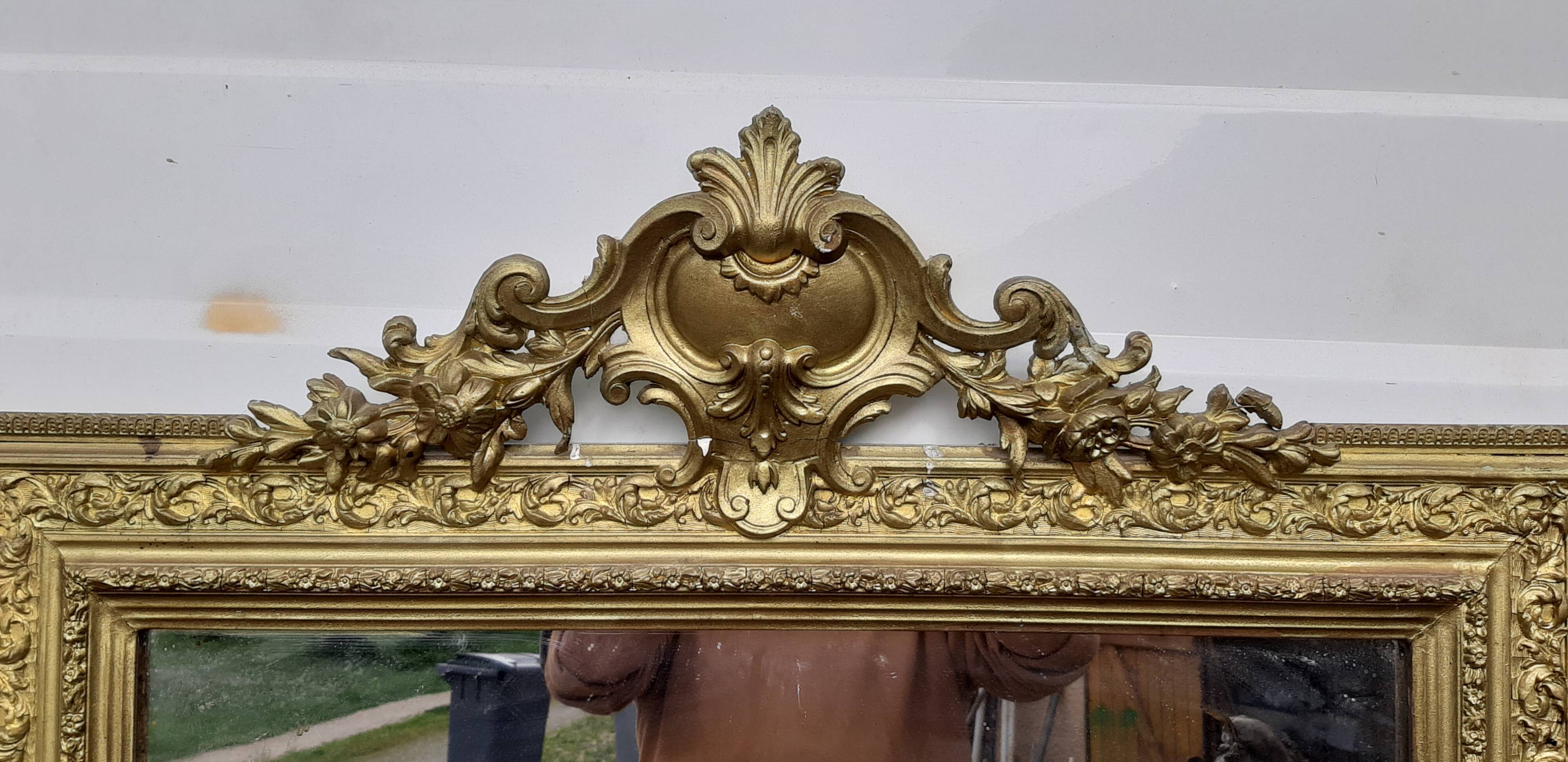 Mirror 19 th wood and golden stuc 156x87cm