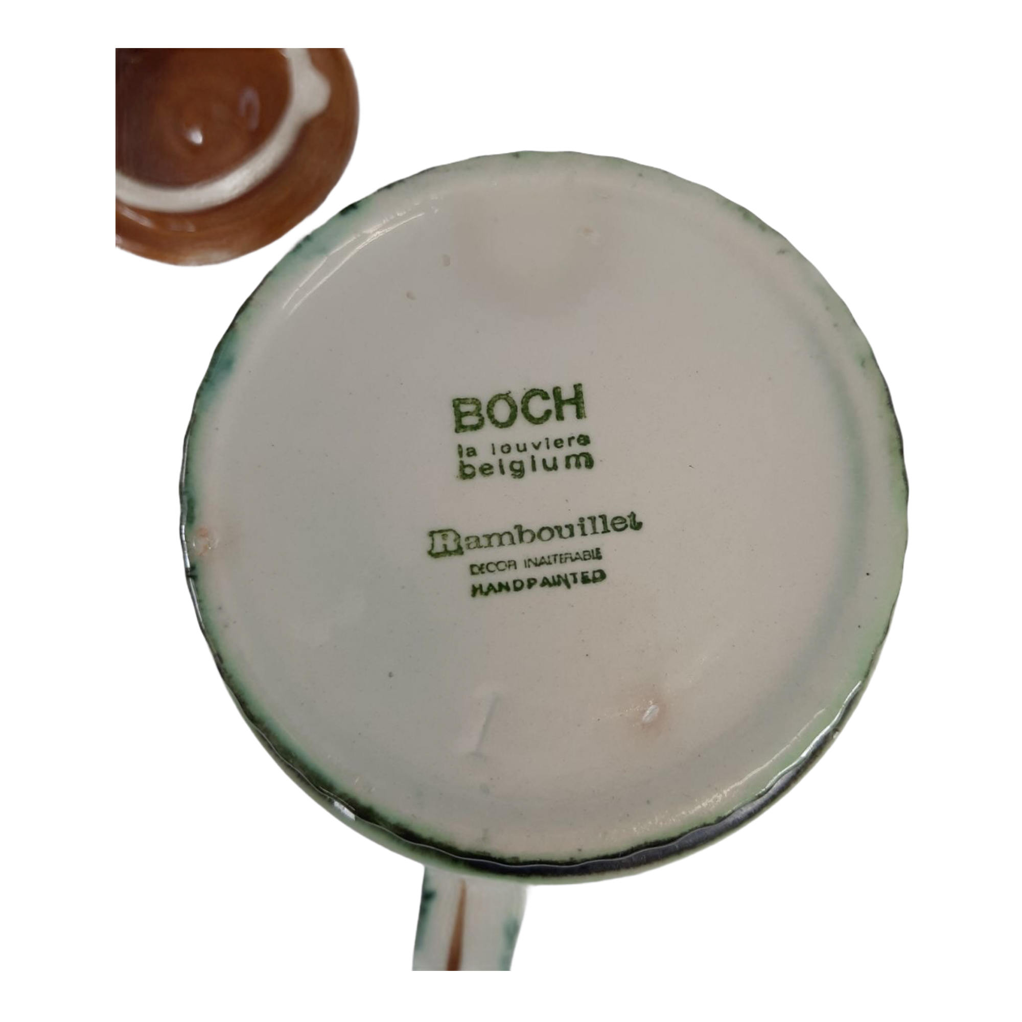 Tea service for Six vintage boch pattern brown, white and green