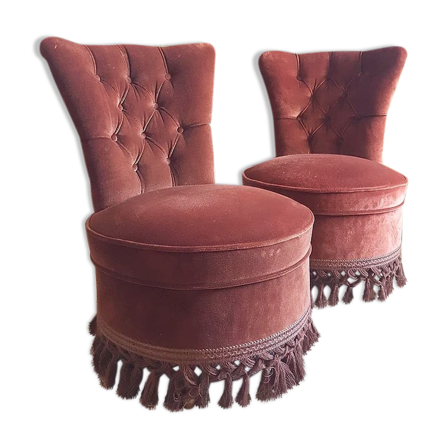 Pair of velvet toad chairs
