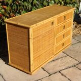 rattan and bamboo sideboard signed by Dal Vera Italy 1960