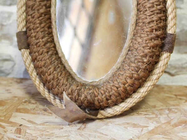 Miroir en corde en forme de collier de cheval attribué à Audoux-Minet