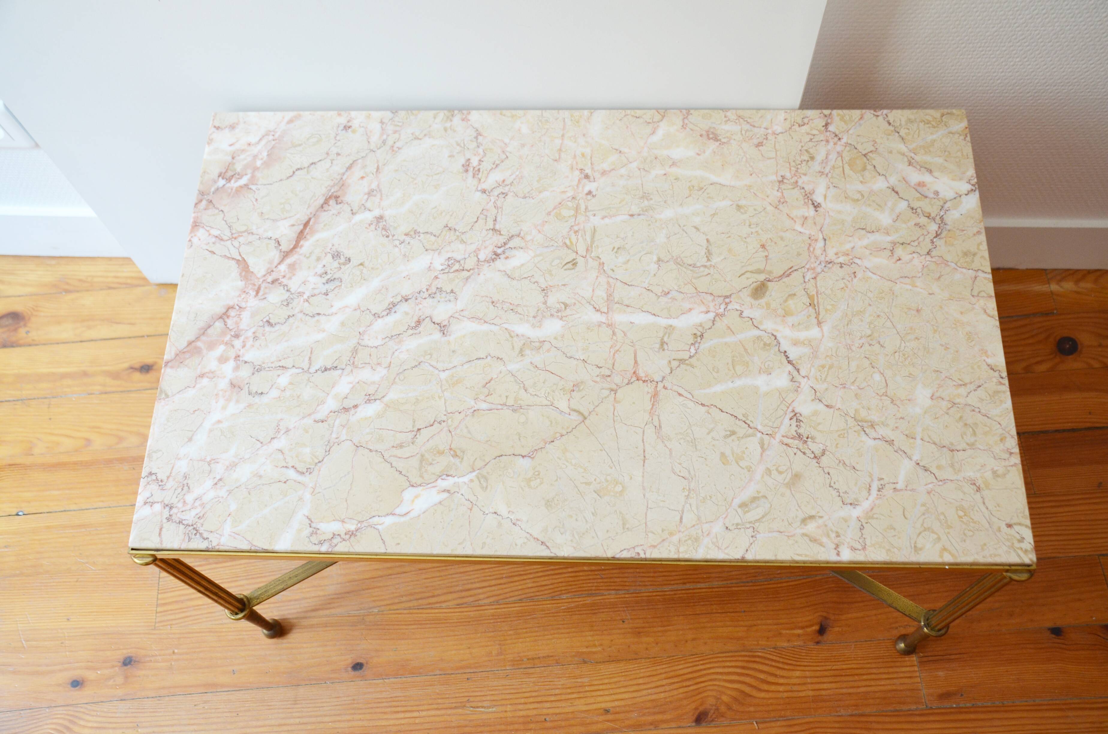 Marble and brass coffee table 60s