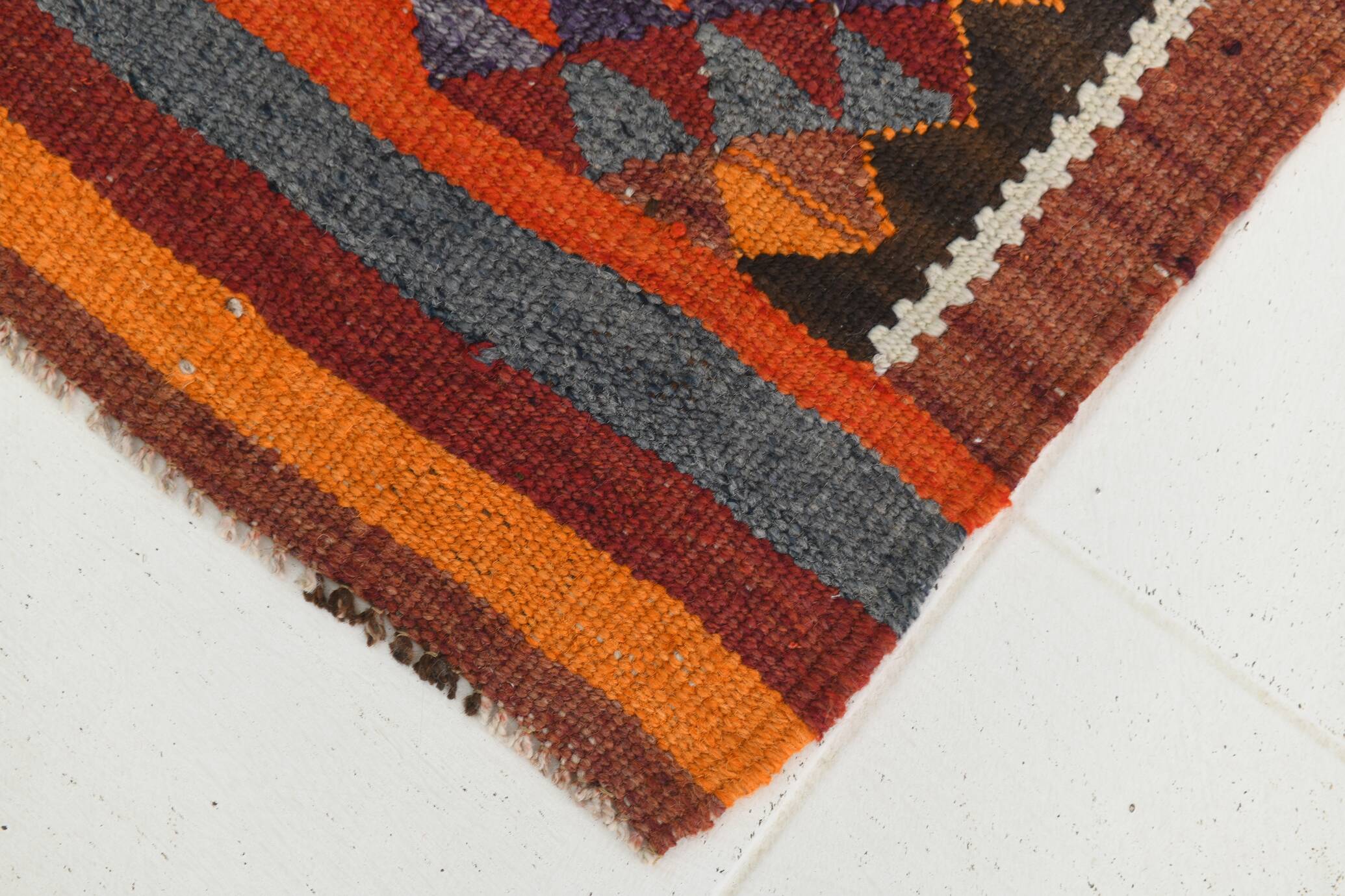 3x10 Red & Blue Kilim Runner Rug, 82x295Cm