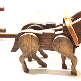 Attelage en bois chevaux jouet