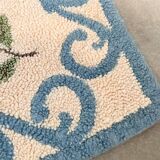 White and blue floral wool rug