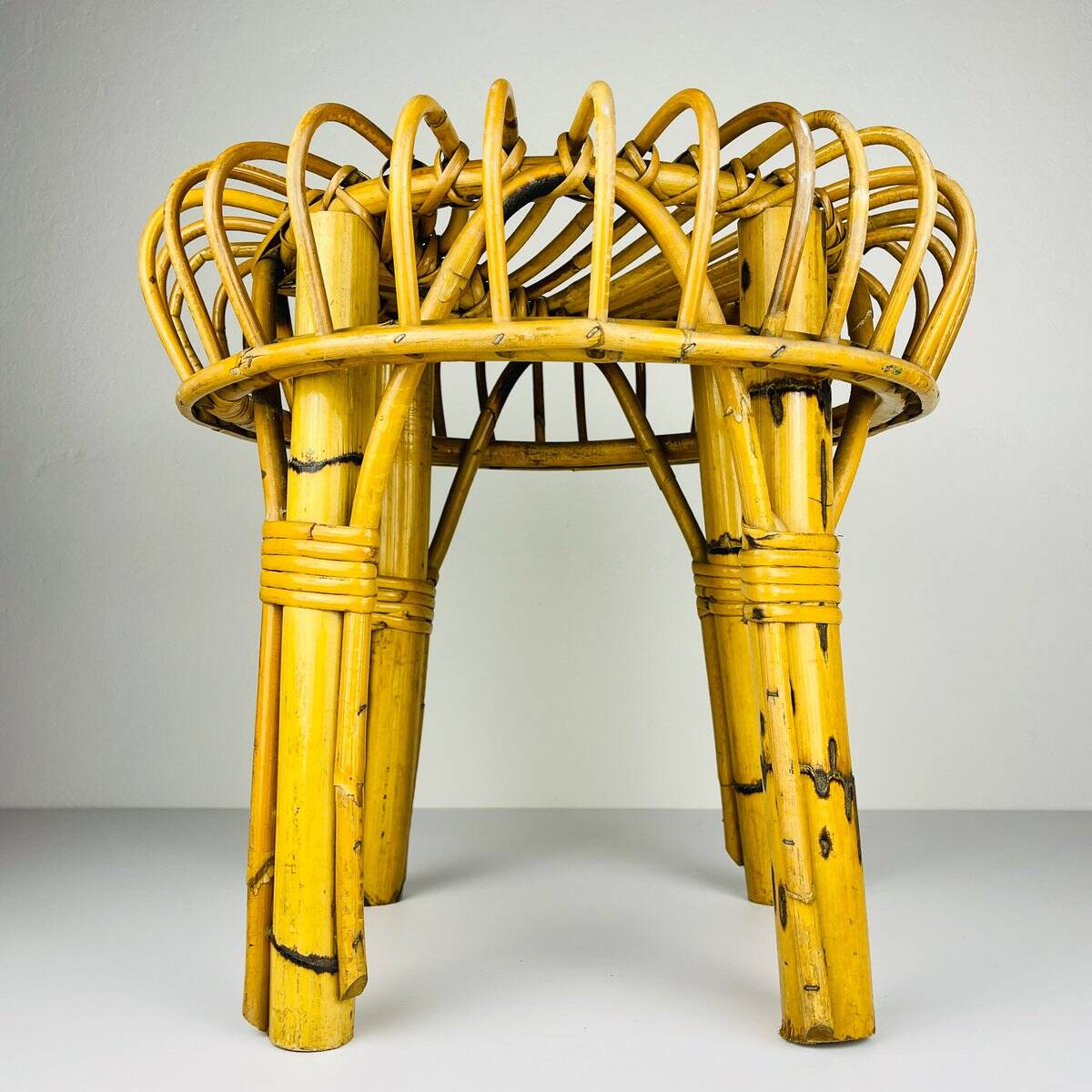 Vintage rattan stool, Italy, 1960s
