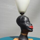 Ceramic lamp bust african woman vintage 1950