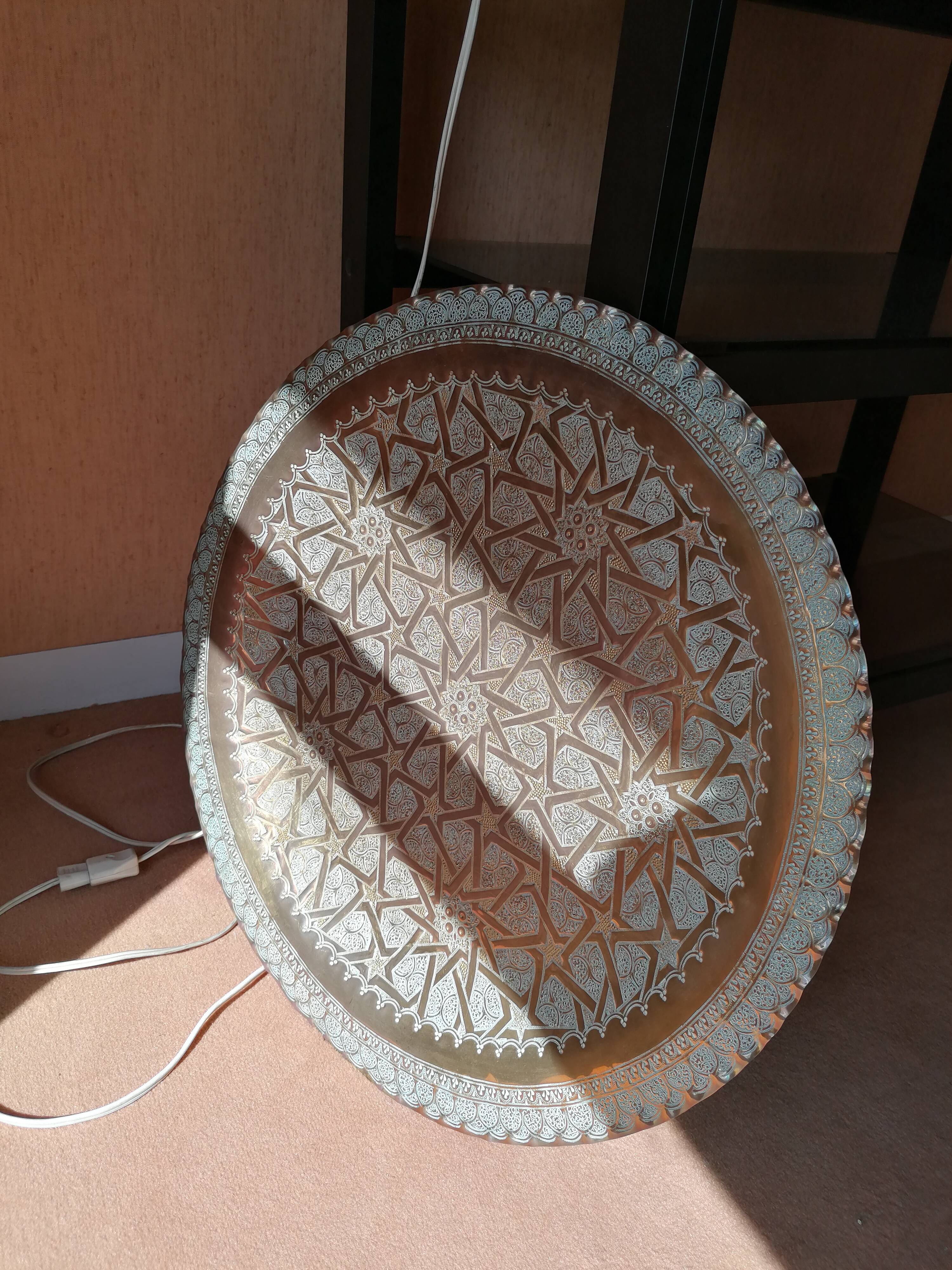 Vintage Moroccan tray in copper metal